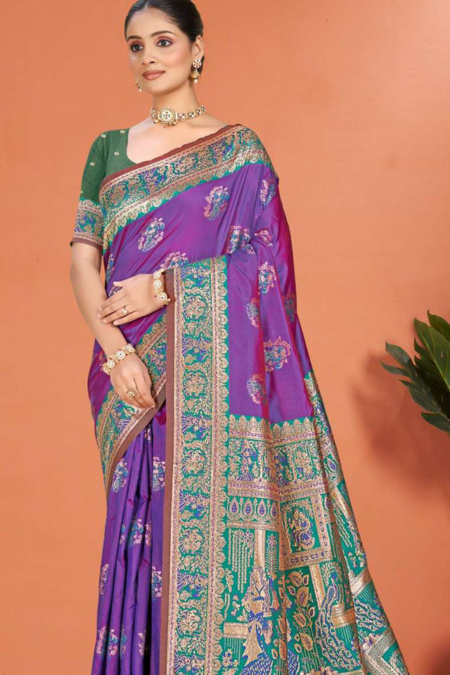 Violet Woven Silk Saree