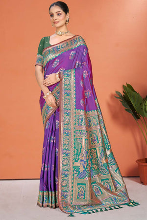 Violet Woven Silk Saree