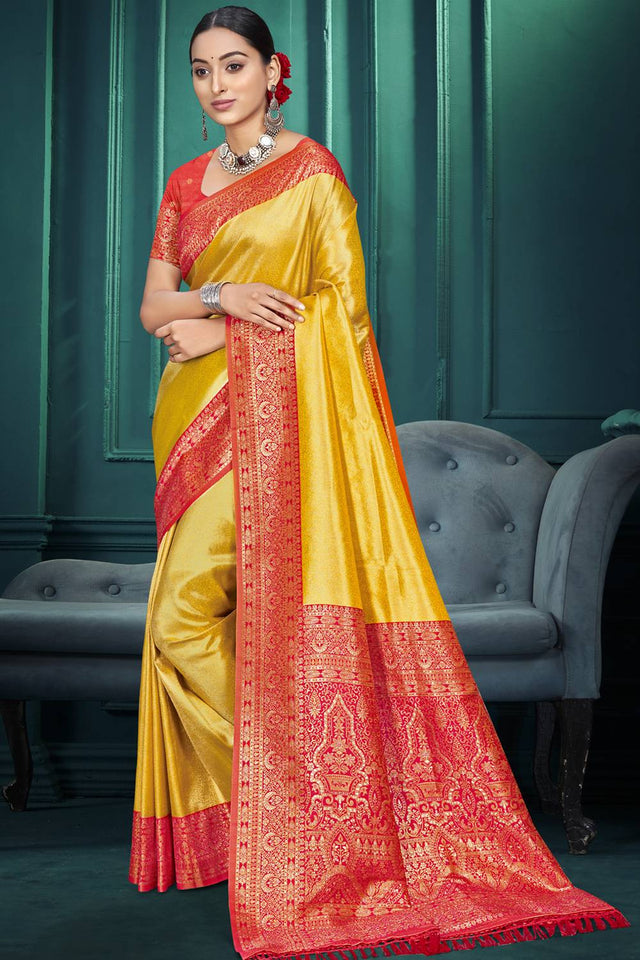 Yellow Woven Kanjivaram Silk Saree