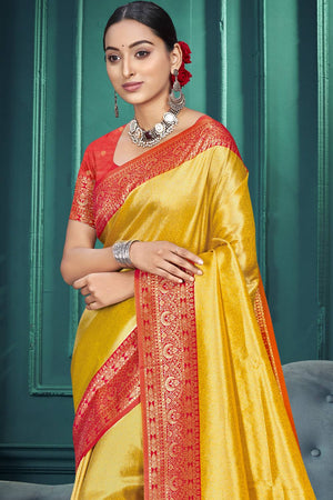 Yellow Woven Kanjivaram Silk Saree