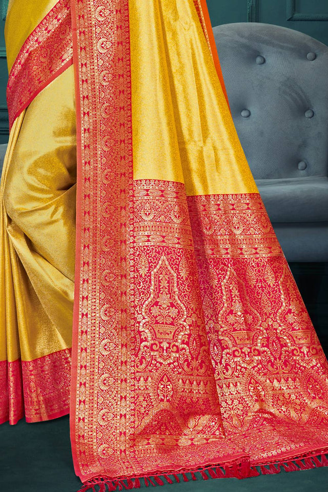 Yellow Woven Kanjivaram Silk Saree