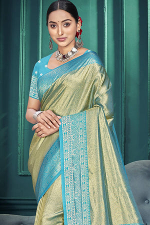 Gold Woven Kanjivaram Silk Saree