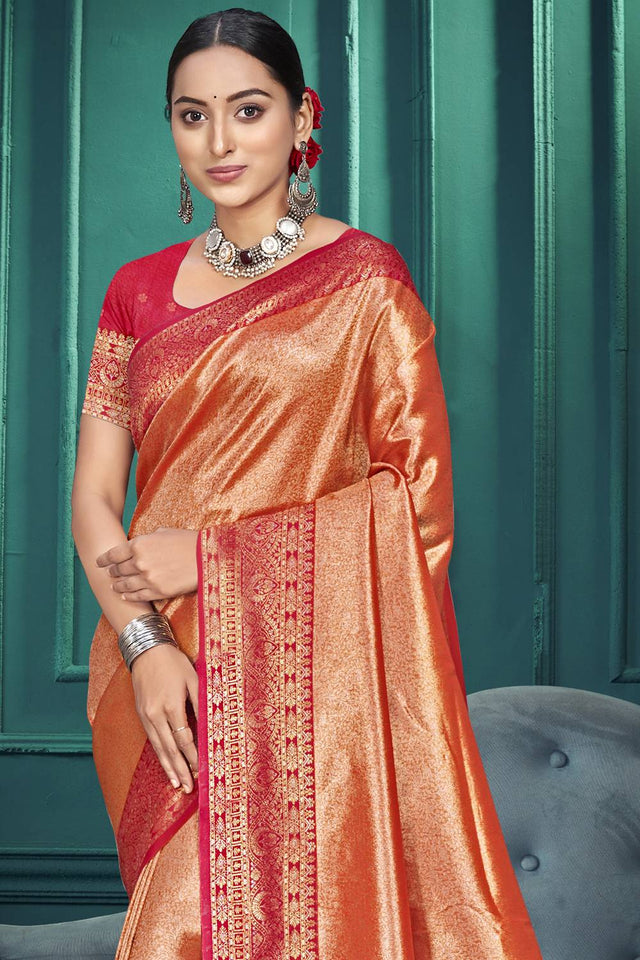 Red Woven Kanjivaram Silk Saree