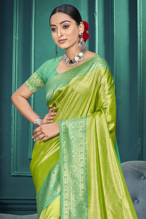 Green Woven Kanjivaram Silk Saree