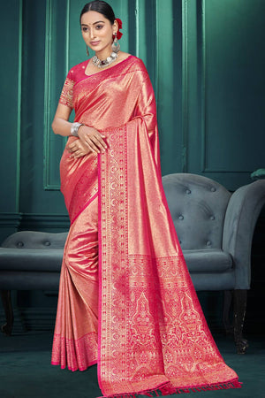 Pink Woven Kanjivaram Silk Saree