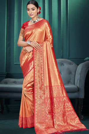 Red Woven Kanjivaram Silk Saree