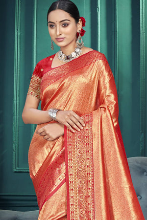 Red Woven Kanjivaram Silk Saree