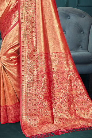 Red Woven Kanjivaram Silk Saree