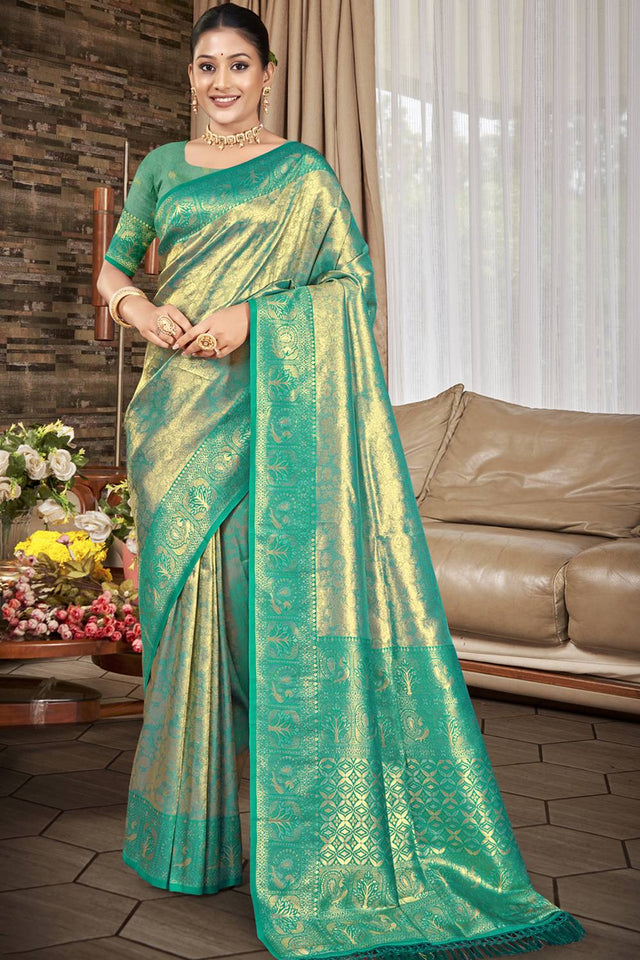 Green Woven Kanjivaram Silk Saree