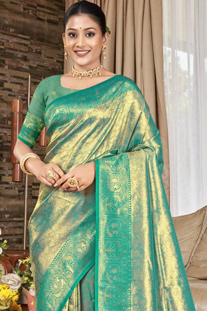 Green Woven Kanjivaram Silk Saree