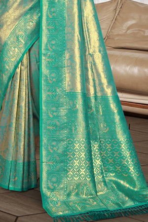 Green Woven Kanjivaram Silk Saree