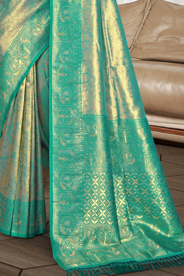 Green Woven Kanjivaram Silk Saree