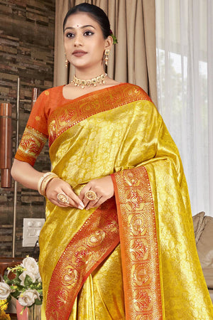 Yellow Woven Kanjivaram Silk Saree