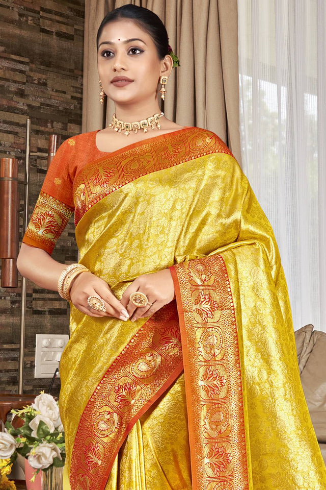 Yellow Woven Kanjivaram Silk Saree