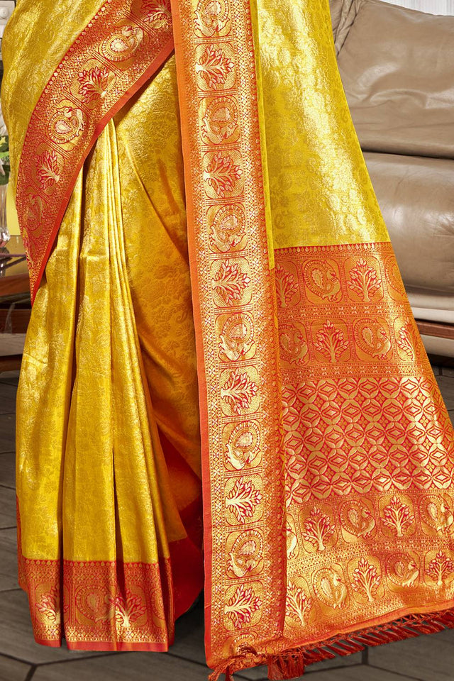 Yellow Woven Kanjivaram Silk Saree