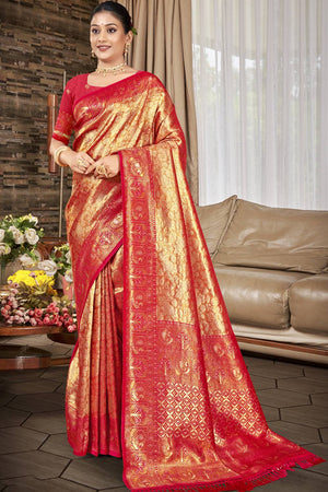 Red Woven Kanjivaram Silk Saree