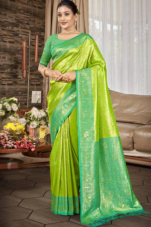Green Woven Kanjivaram Silk Saree