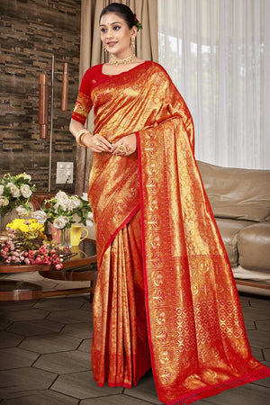 Red Woven Kanjivaram Silk Saree
