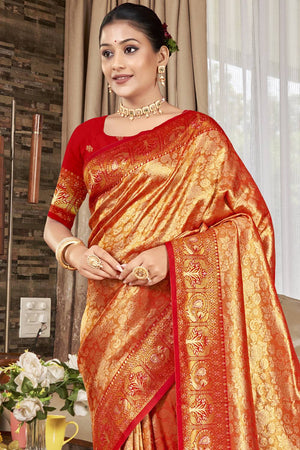Red Woven Kanjivaram Silk Saree
