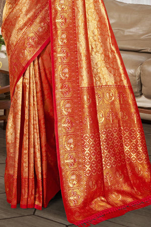 Red Woven Kanjivaram Silk Saree