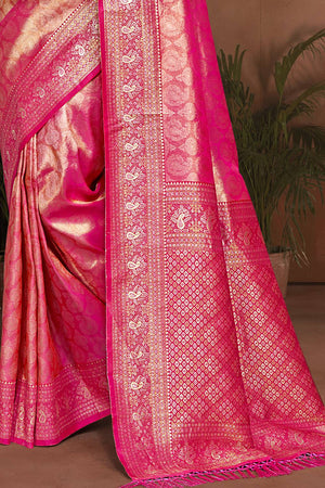 Pink Woven Kanjivaram Silk Saree