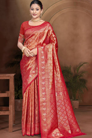 Red Woven Kanjivaram Silk Saree