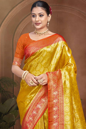Yellow Woven Kanjivaram Silk Saree