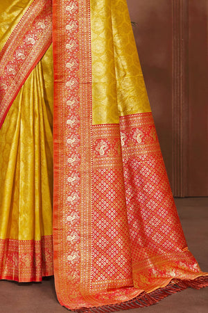 Yellow Woven Kanjivaram Silk Saree