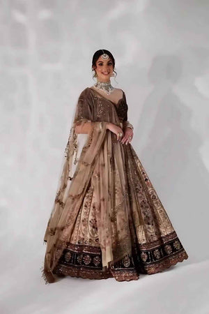 Brown Sequins with Embroidered Silk Lehenga