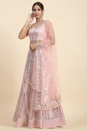 Light Pink Sequin Georgette Lehenga