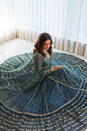 Blue Gotta Patti Georgette Lehenga