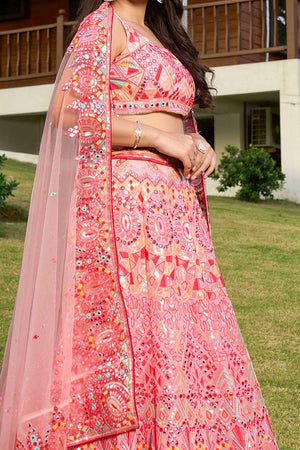 Pink Embroidered Georgette Lehenga (CB-pink)