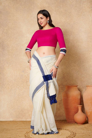 Pink Solid Cotton Boat Neck Blouse