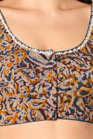 Multicolor Kalamkari Printed Cotton Round Neck Blouse