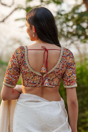 Multicolor Kalamkari Printed Cotton Round Neck Blouse