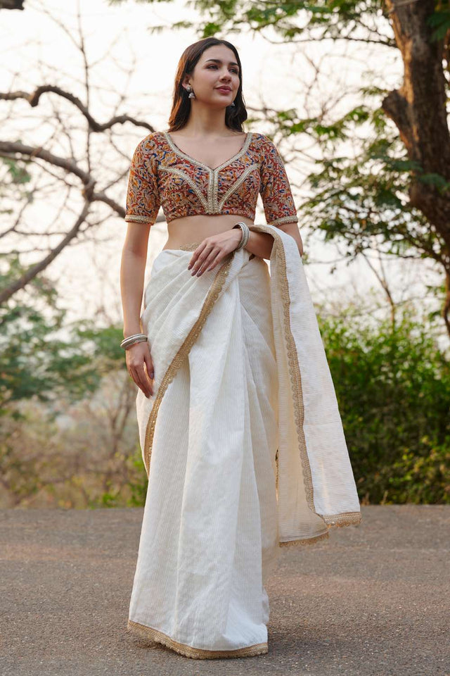 Multicolor Kalamkari Printed Cotton Round Neck Blouse