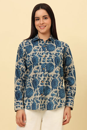 Blue Printed Cotton Shirt (CCSR0025-BLUE)