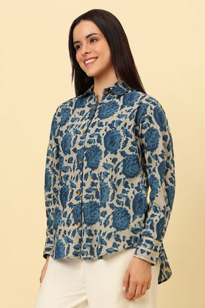 Blue Printed Cotton Shirt (CCSR0025-BLUE)