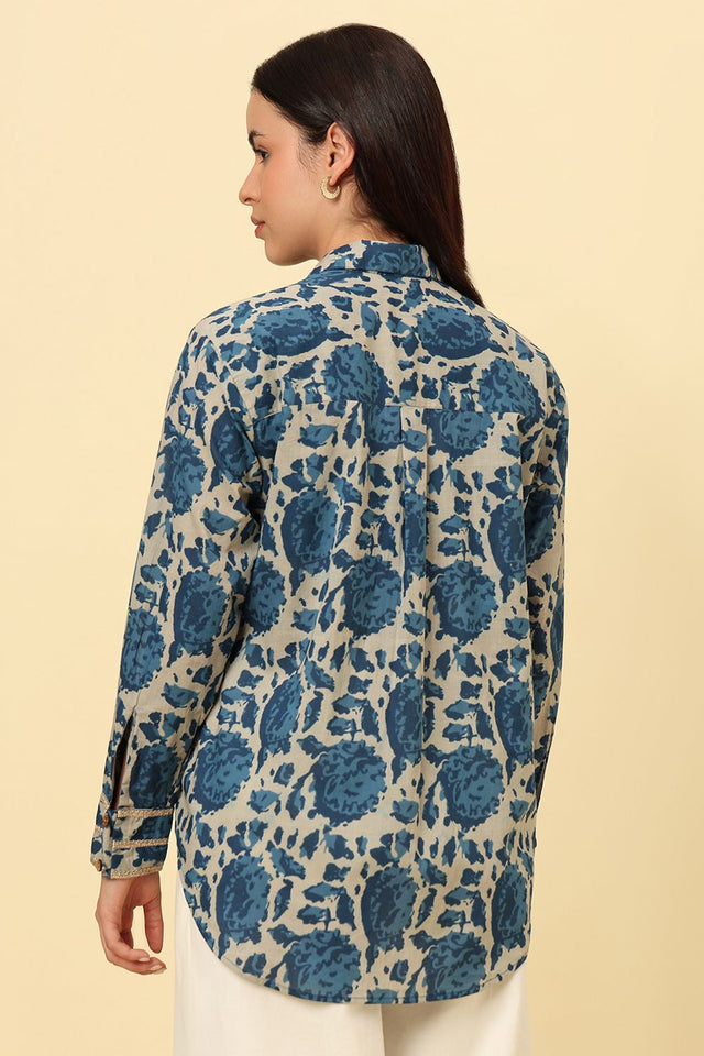 Blue Printed Cotton Shirt (CCSR0025-BLUE)