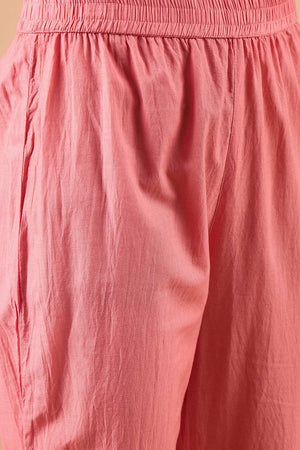 Women's Peach Silk Blend Printed Kurta Set - 3XL