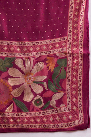 Women's Maroon Silk Blend Printed Kurti Pant Set