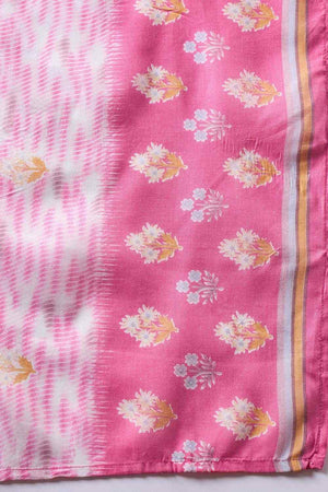 Women's Pink Cotton Printed Kurti Pant Set