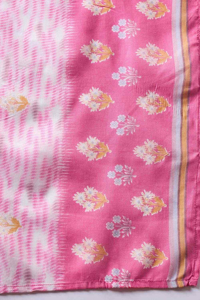 Women's Pink Cotton Printed Kurti Pant Set
