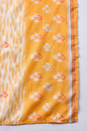 Women's Yellow Cotton Printed Kurti Pant Set