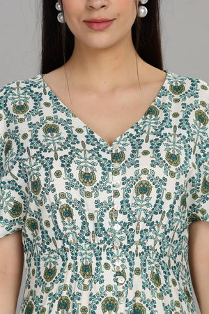 Blue Floral Printed Rayon Dresses