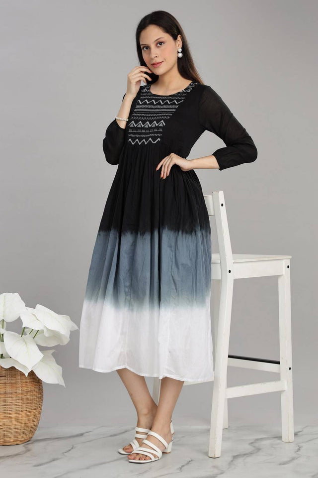 Grey & Black Ombre Cotton Dresses