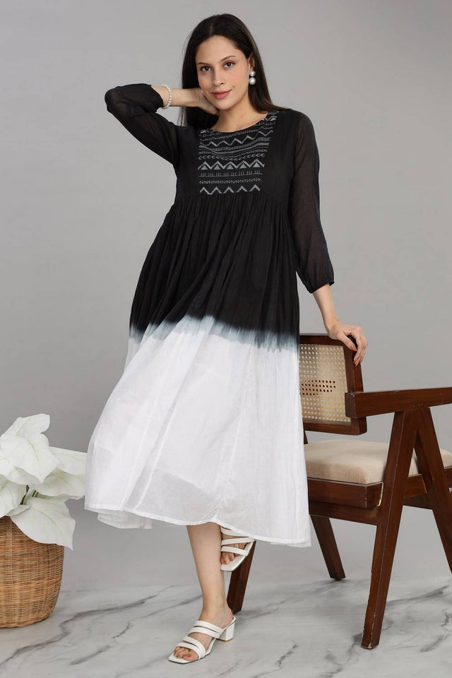 Black Ombre Cotton Dresses