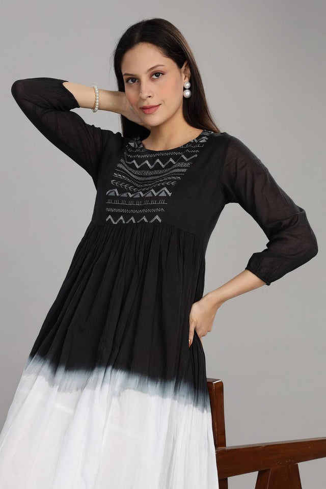 Black Ombre Cotton Dresses