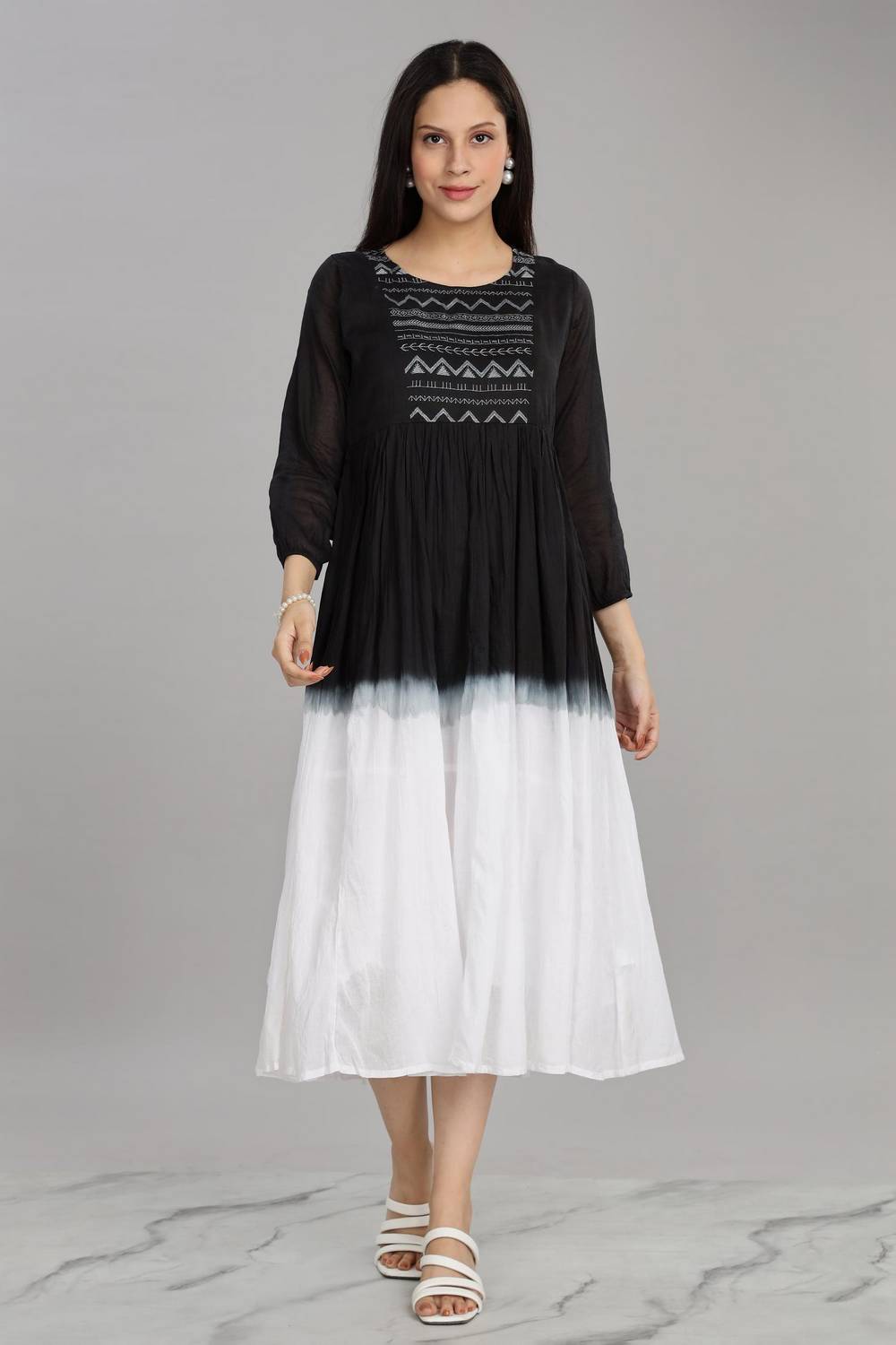 Black Ombre Cotton Dresses (DES-BB-OmbreBlack-White) Black Ombre Cotton Dresses (DES-BB-OmbreBlack-White)