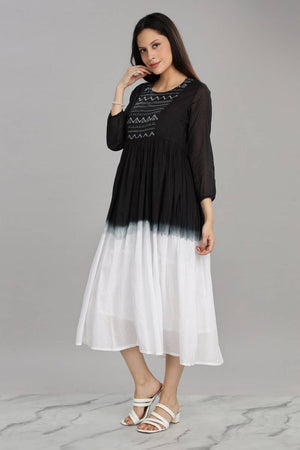 Black Ombre Cotton Dresses (DES-BB-OmbreBlack-White), 36